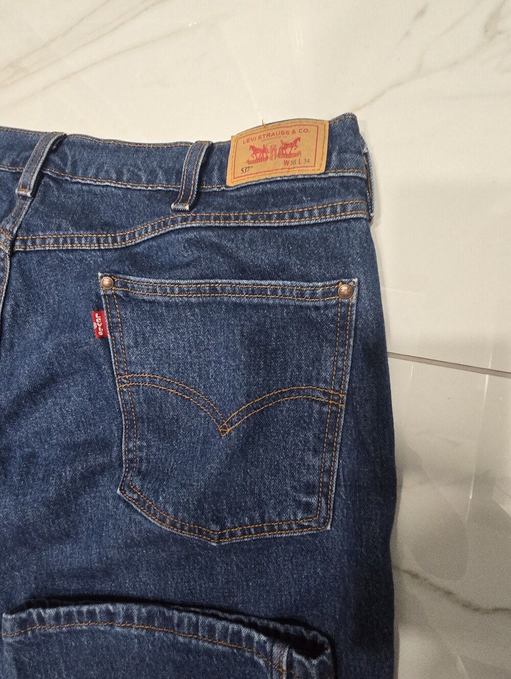 Levi’s 537 Men’s Bootcut Jeans 38x34 Dark Wash Classic Denim - Picture 4 of 7